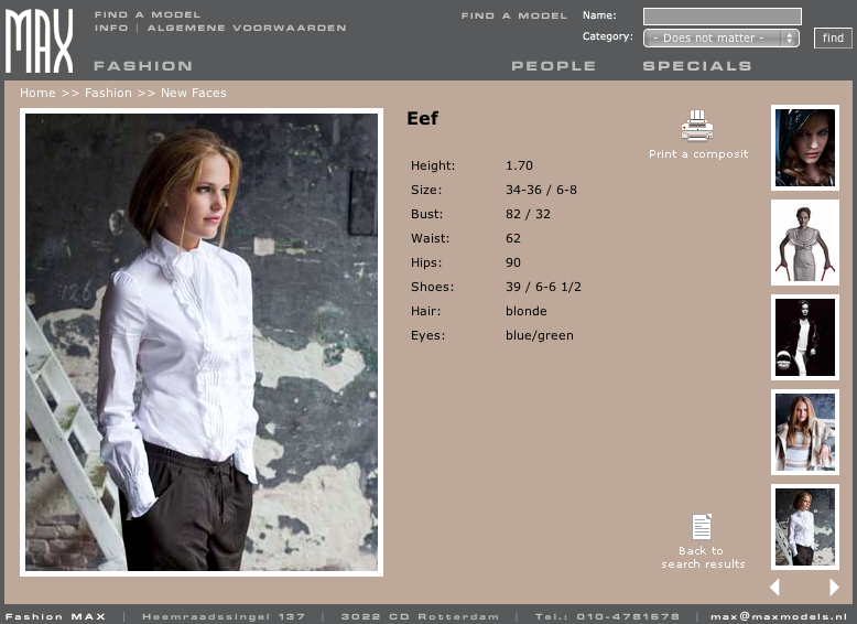 site page of modelagency